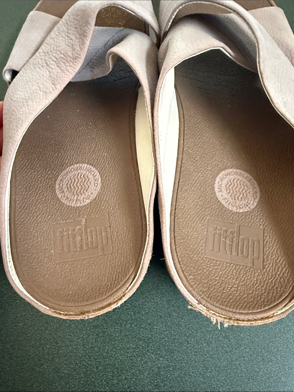Fitflop Fine LeatherWomen's Crisscross Slide Sandals - Light Pink and Brown - Picture 2 of 6